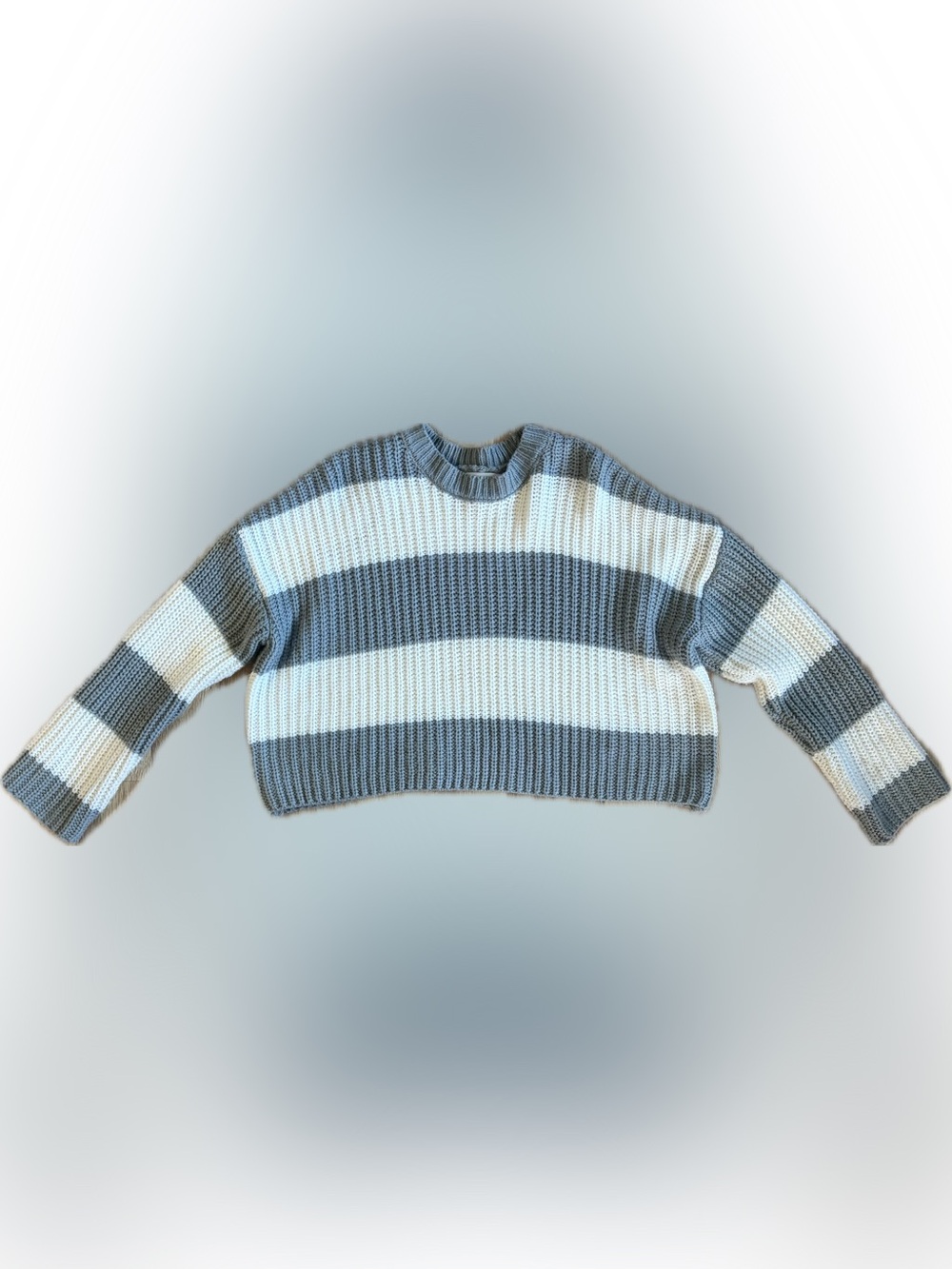 Jessica Simpson Gray & White Striped Crewneck Sweater